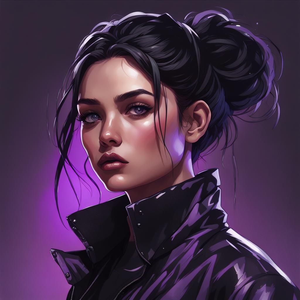 Teenage Girl Portrait with Purple Eyes