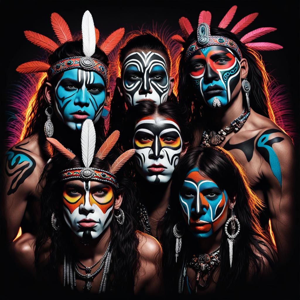 Energetic Band Photo with Tribal Face Paint