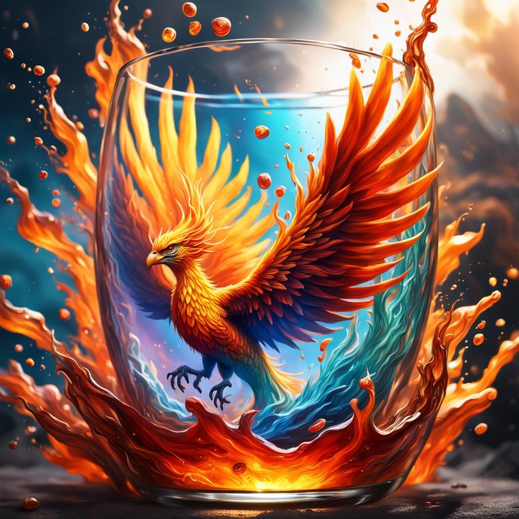 Phoenix inside a glas splash art