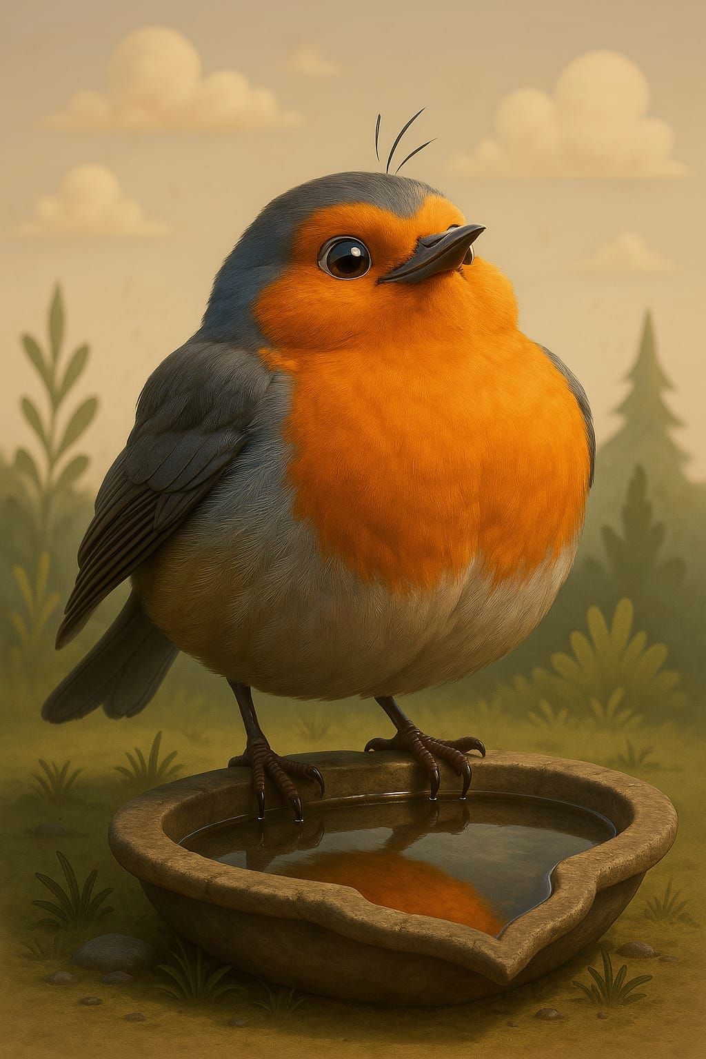 Proud Robin Puffing Chest Out