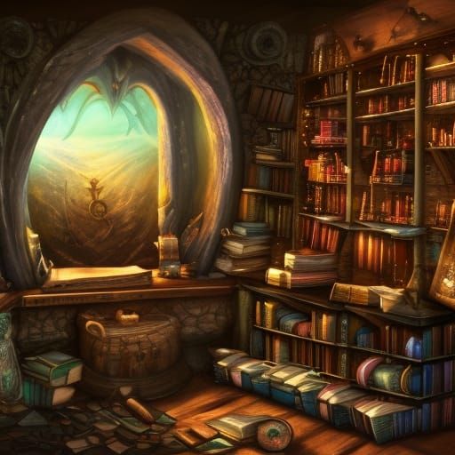 Witches book shelf - AI Generated Artwork - NightCafe Creator