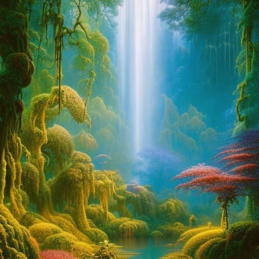 Waterfall - AI Generated Artwork - NightCafe Creator