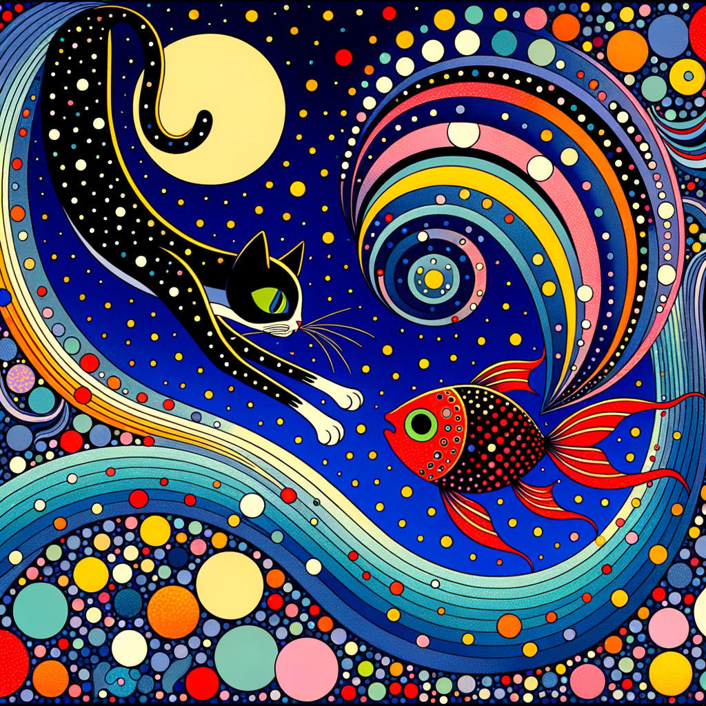 Celestial Play: Cat & Fish