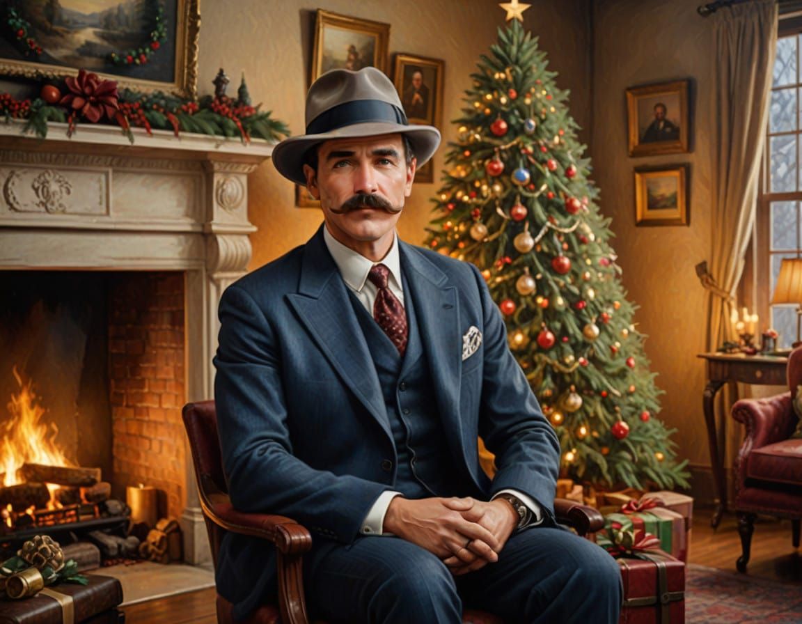 Elegant Gentleman by the Christmas Tree