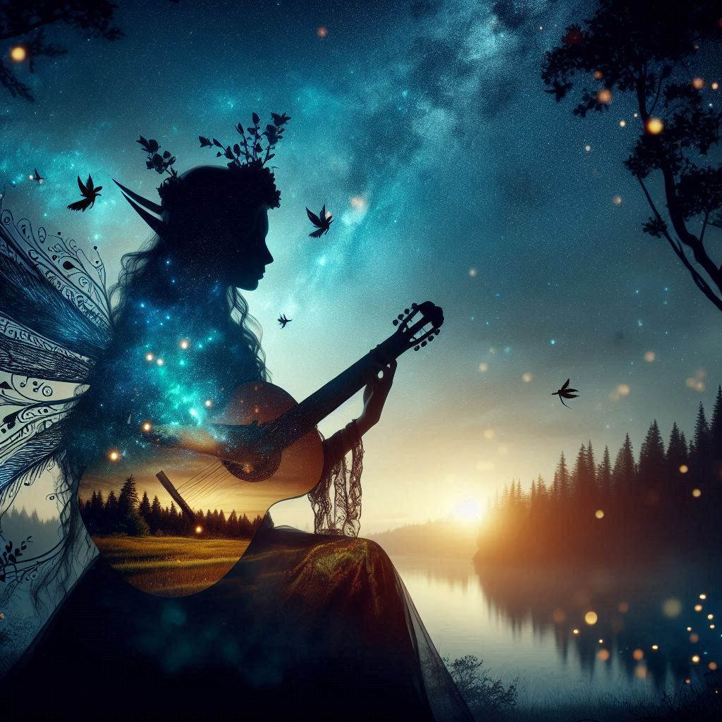 Wood Elf Krizza playing lute