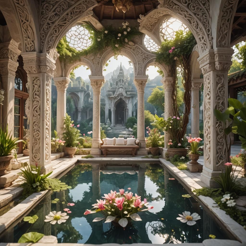 Magical Elven Infinity Pool: Luxury Interior