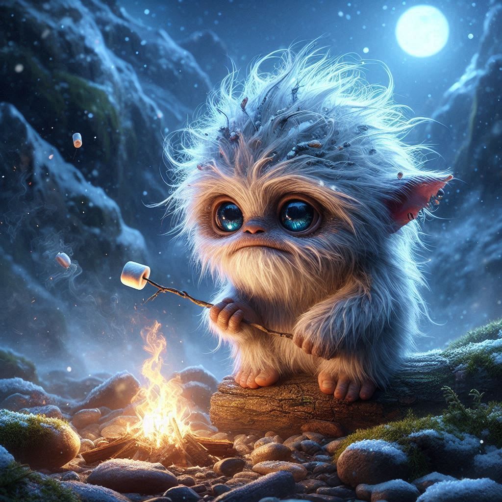 Yeti toasting marshmallow