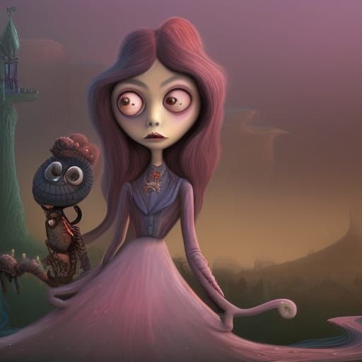 Wednesday the female character from tim burton series featuring