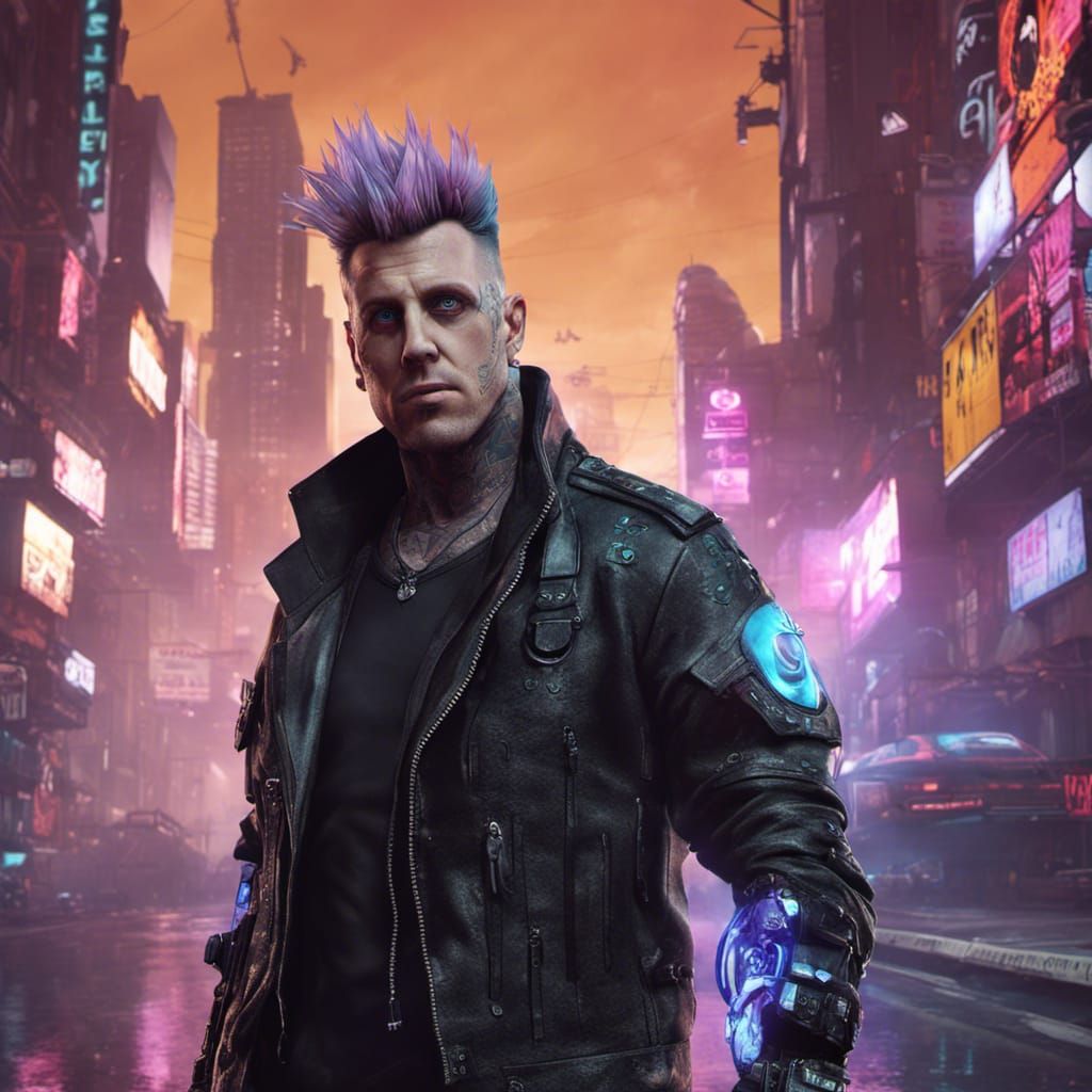 Jacoby Shaddix (Papa Roach) in cyberpunk outfit - AI Generated Artwork ...