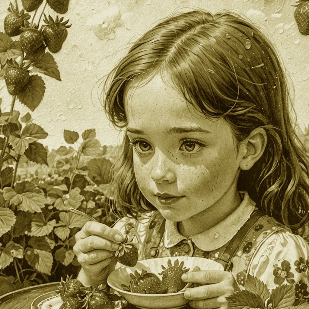 Little Girl eating Strawberries