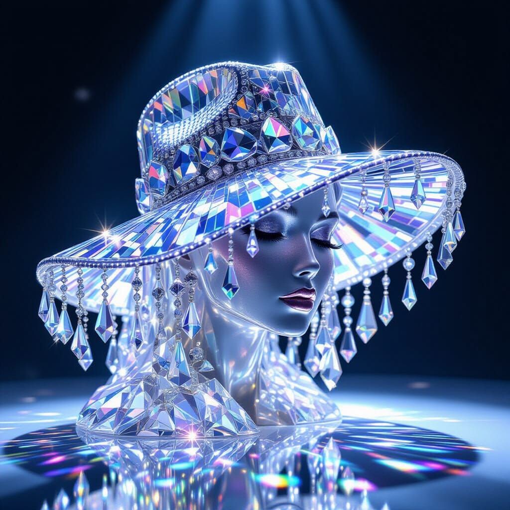 a beautiful hat made completely and elegantly of glittering crystals   by @Debbie Dwarika