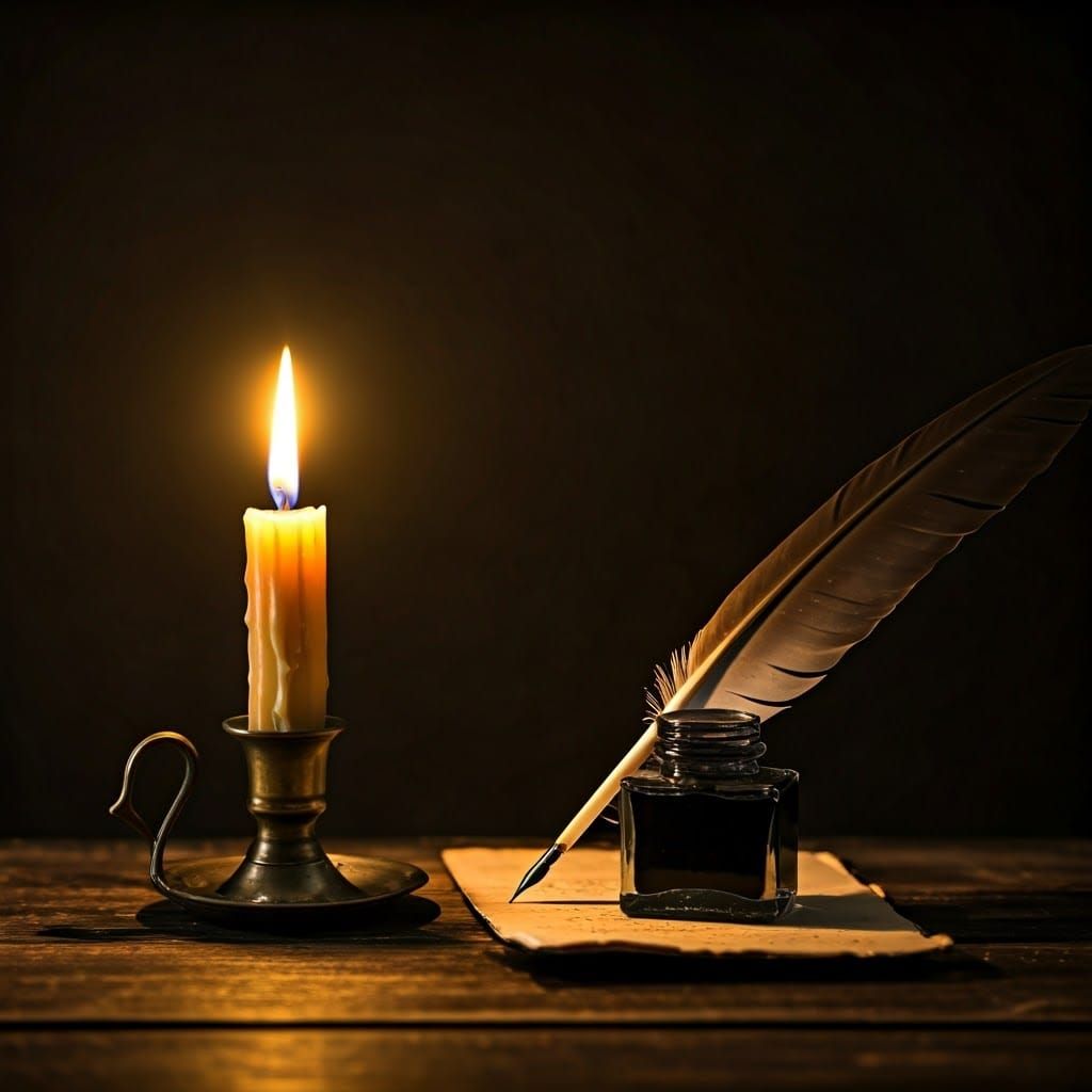 Warm Candlelight Inspires Intimate Literary Moment