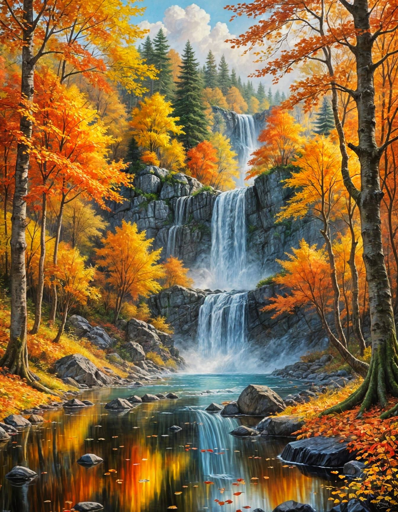 Autumn Waterfall  by @Mr_Anime Manga