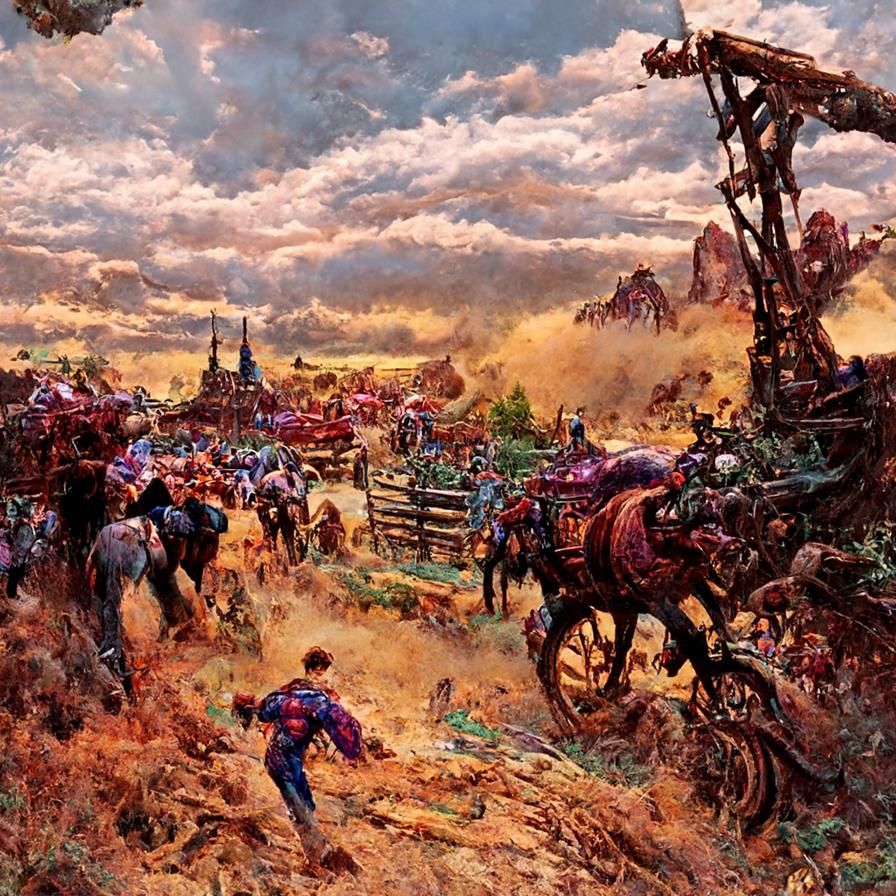Oklahoma Land Rush of 1889 'in technicolor! AI Generated Artwork