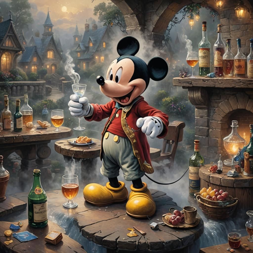 mickey mouse drinking - AI Generated Artwork - NightCafe Creator