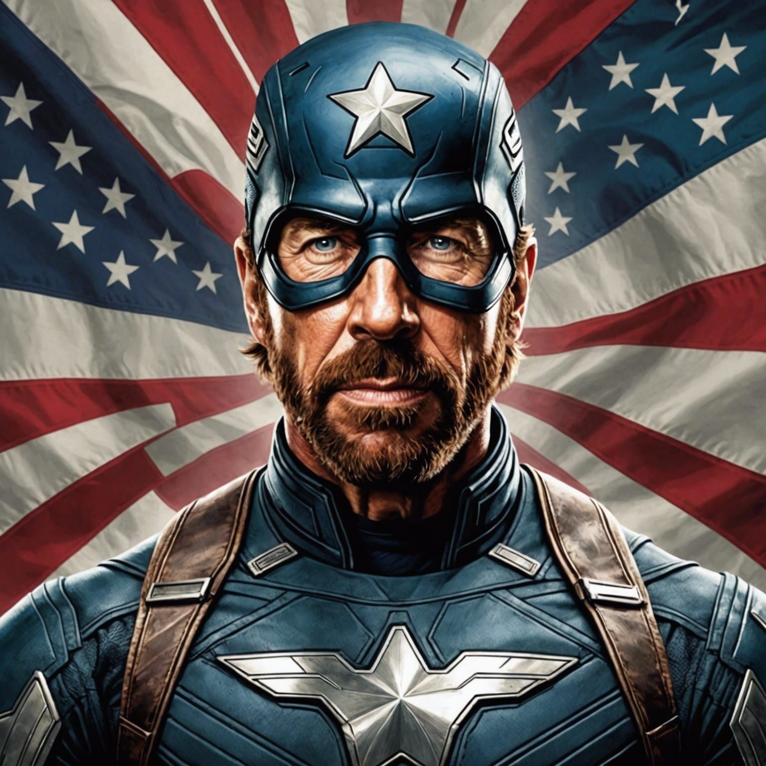 Chuck Norris as Captain America AI Generated Artwork NightCafe Creator