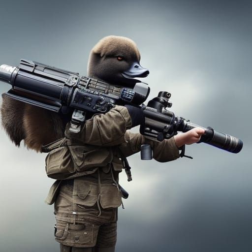 animal duck with bazooka