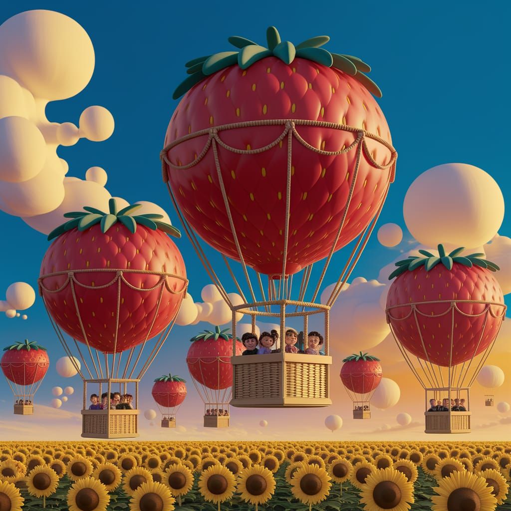The Enchanted Drift of the Strawberry Balloons  by @ChronoScribe