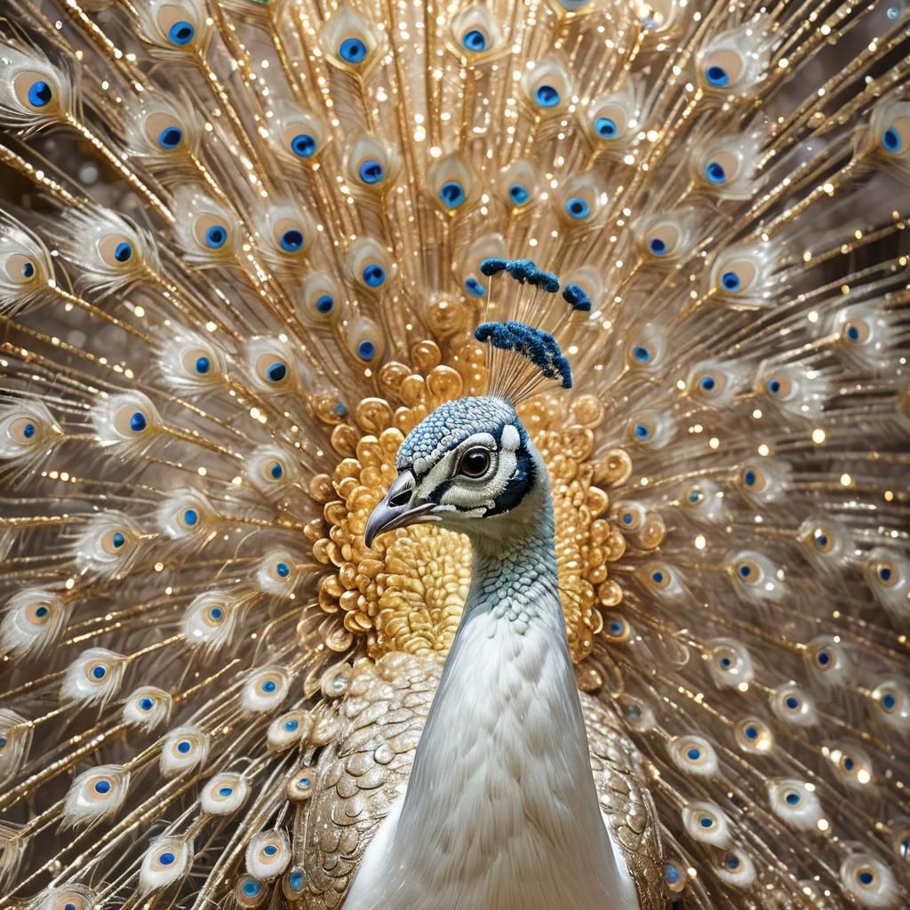 Portrait of a white peacock