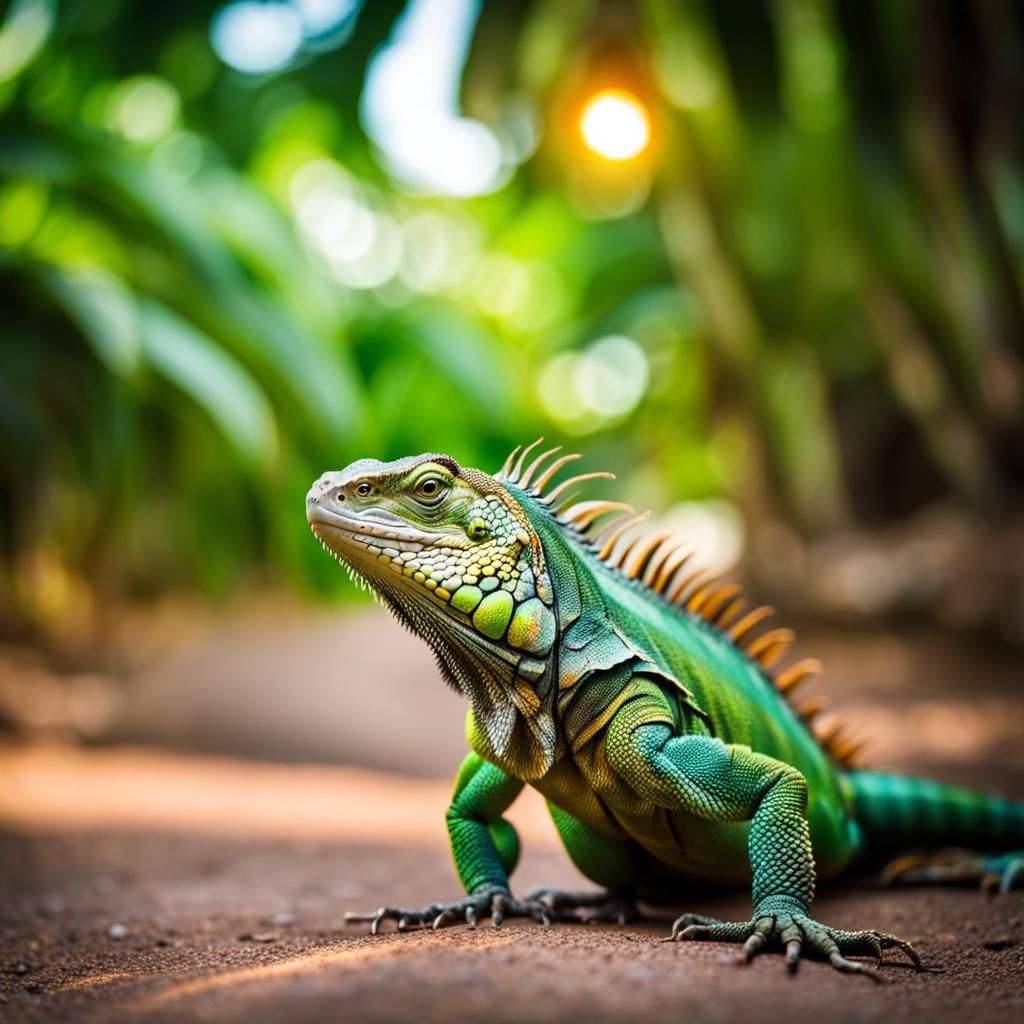 iguana on tropical road
