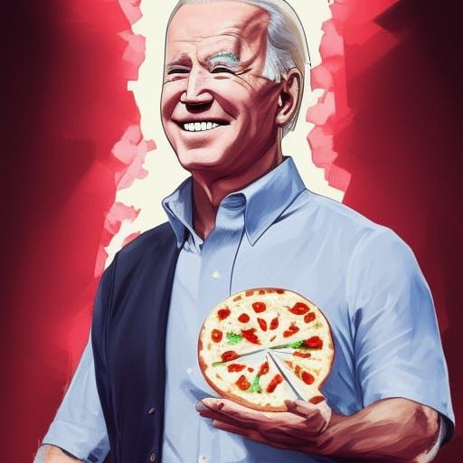 Joe Biden holding Pizza
