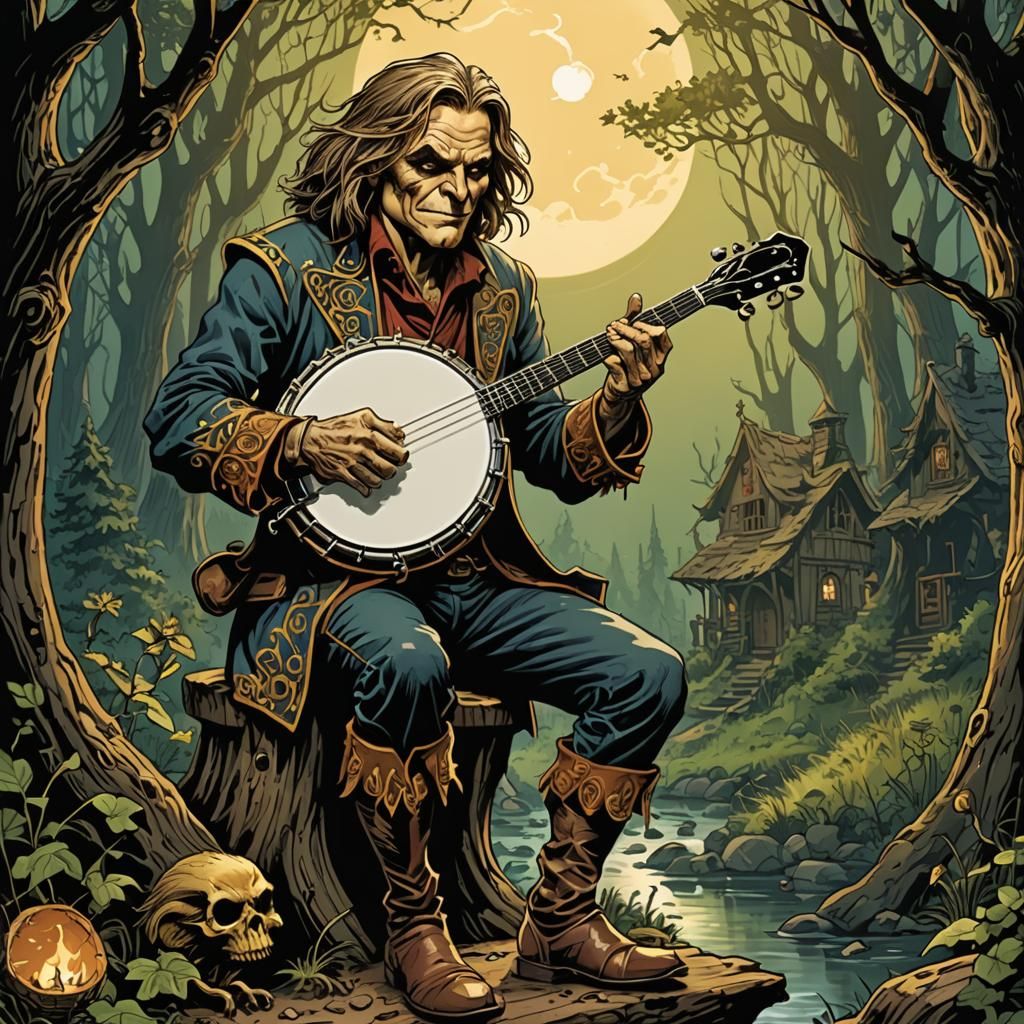 Rumpelstiltskin playing a banjo