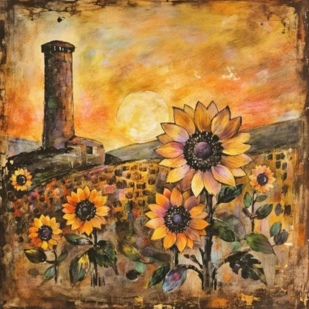 Sunflowers and Big Tower