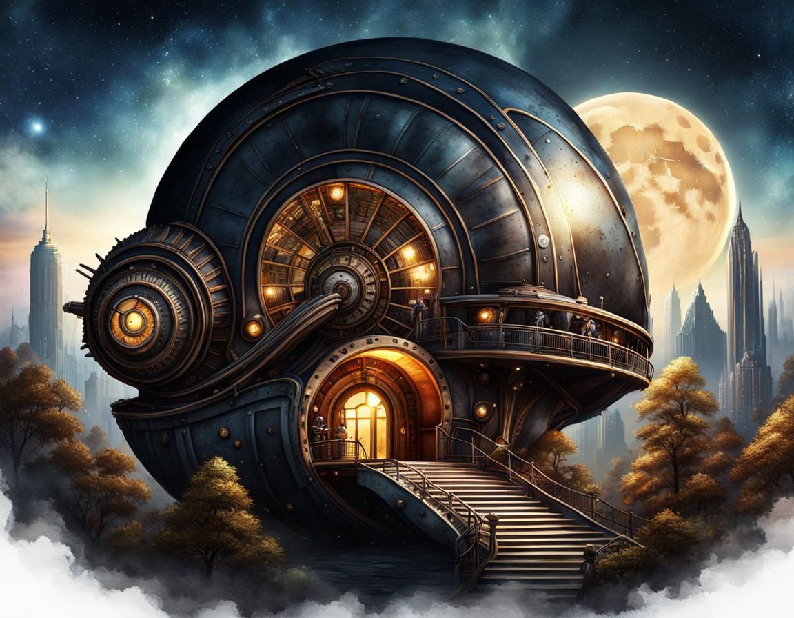 Magic Snail Shell House - AI Generated Artwork - NightCafe Creator