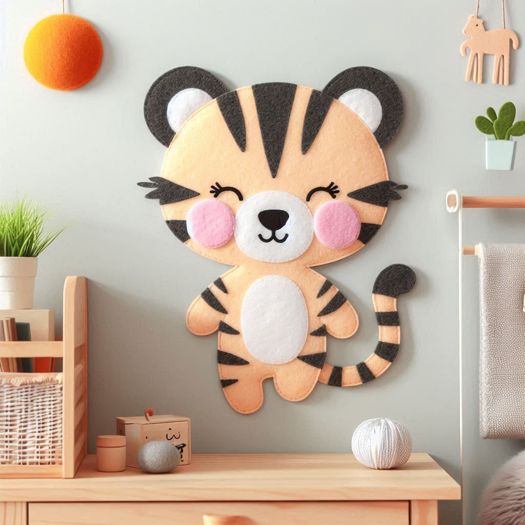 Tiger on the wall of a children's room.!