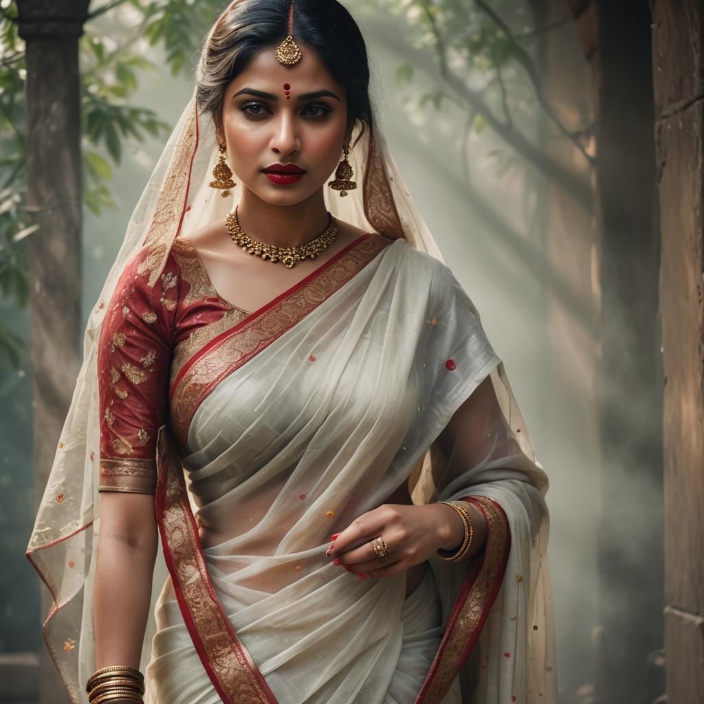 which bra is she wearing under her blouse?