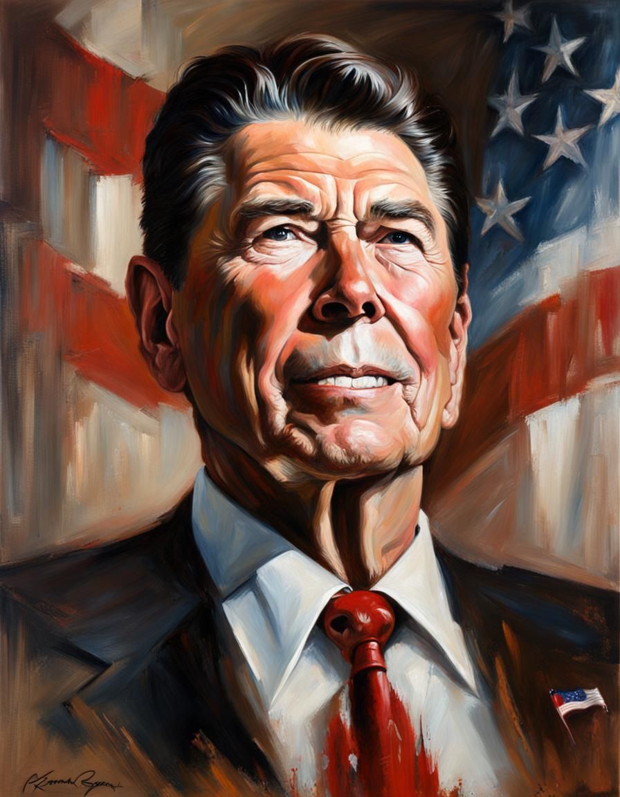 A painted portrait of Ronald Reagan - AI Generated Artwork - NightCafe ...