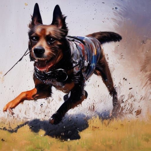 Dog having zoomies