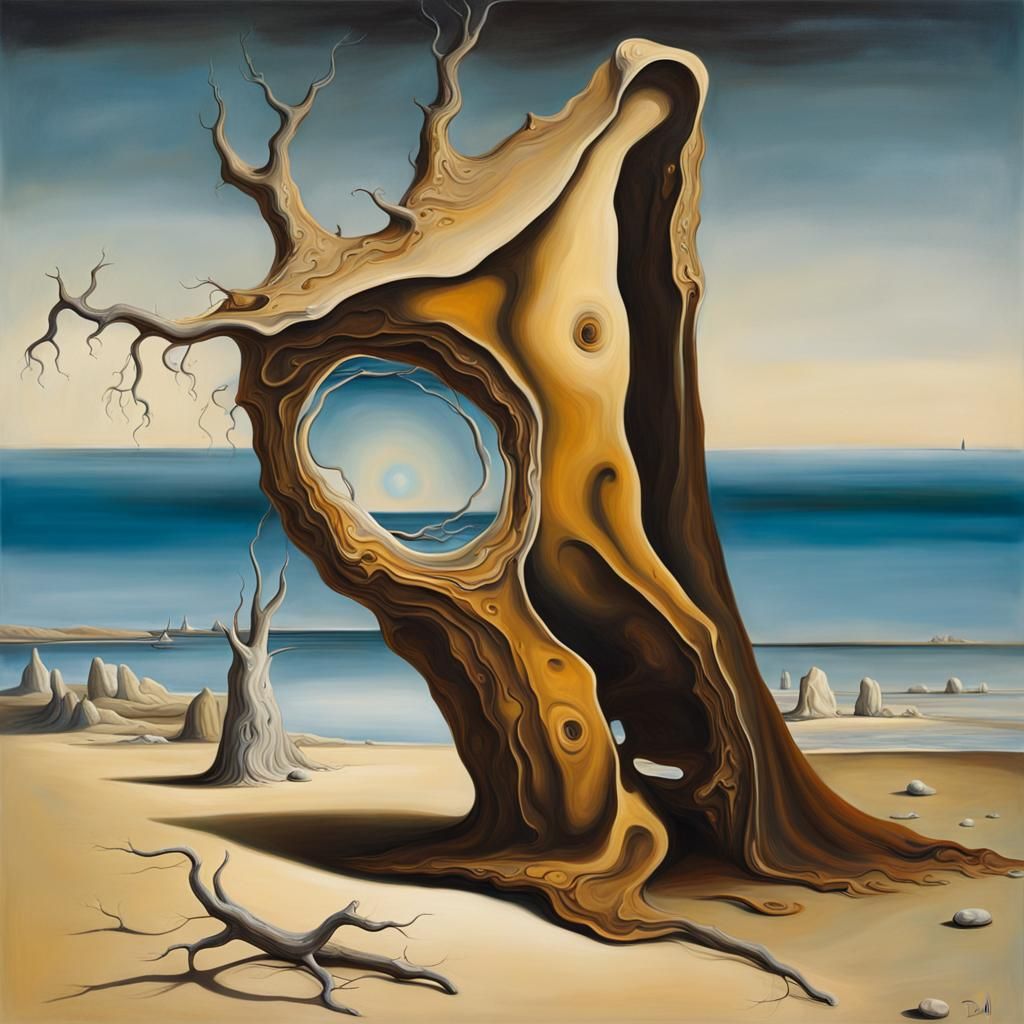 An einem Strand liegt Treibholz und eine große Muschel