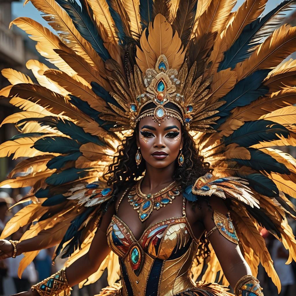 Beautiful Female carnival dancers dancing in the streets of Rio.