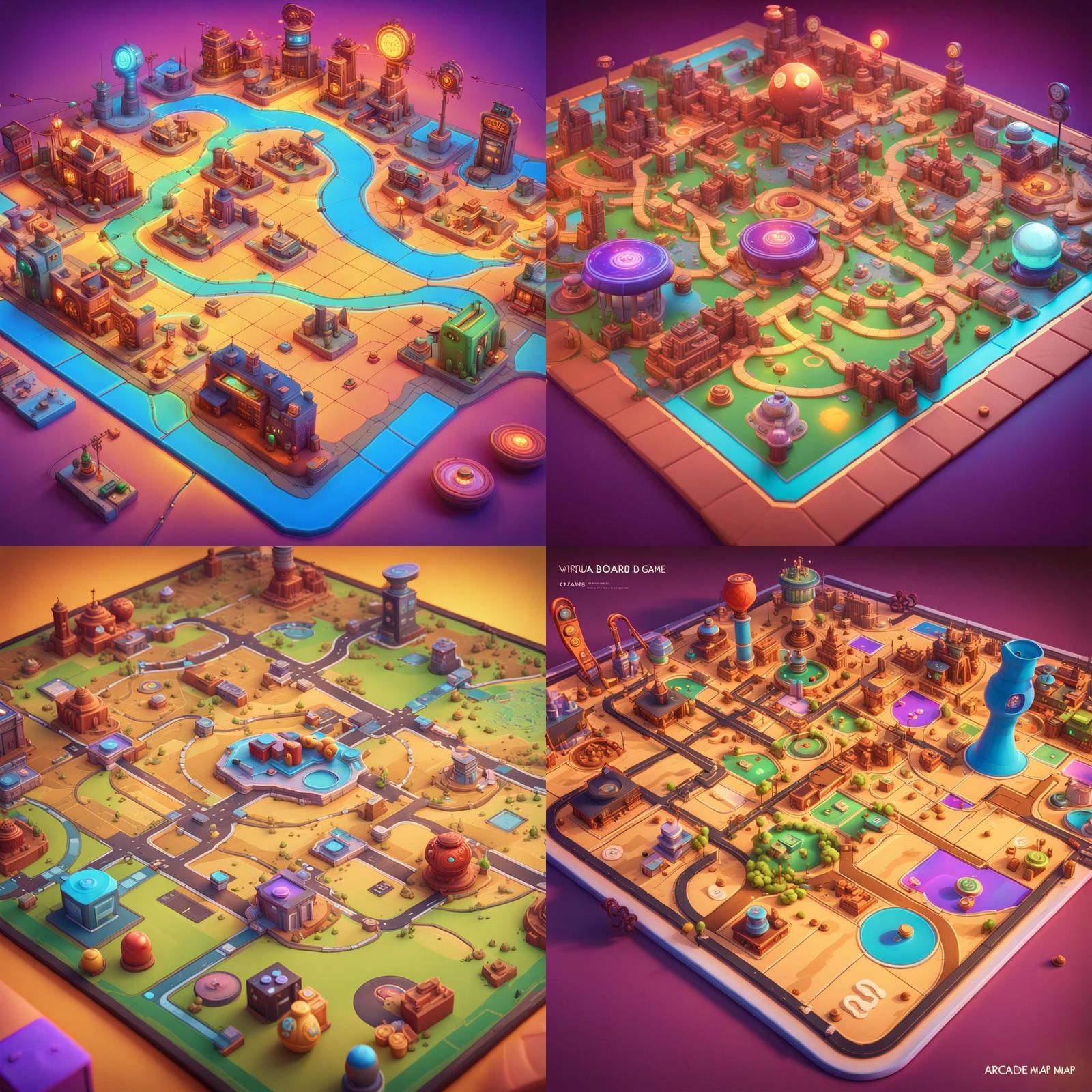 A virtual board game map With an arcade theme AI Generated Artwork