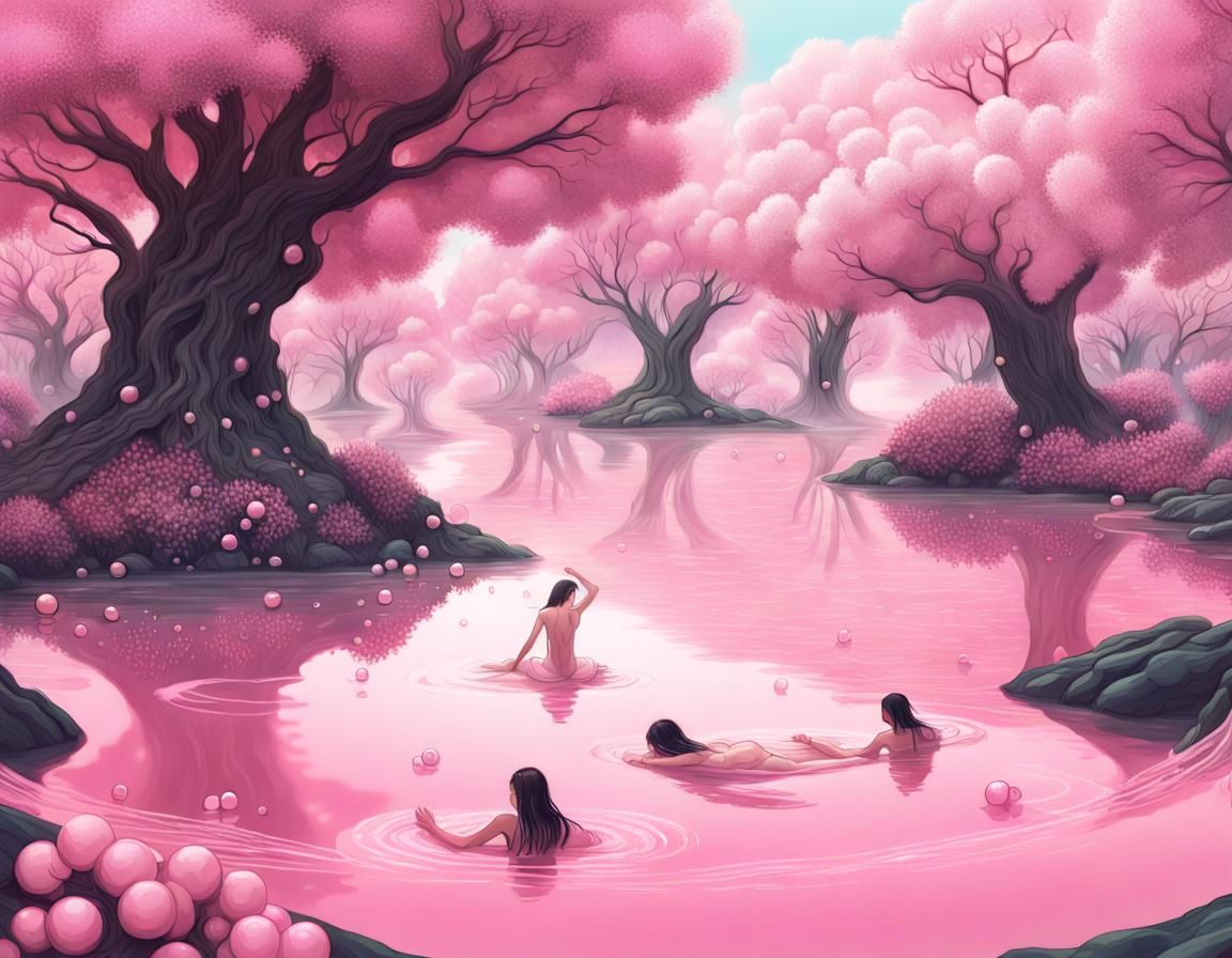 Sirens Swimming In Pink Pond Ai Generated Artwork Nightcafe Creator 4679