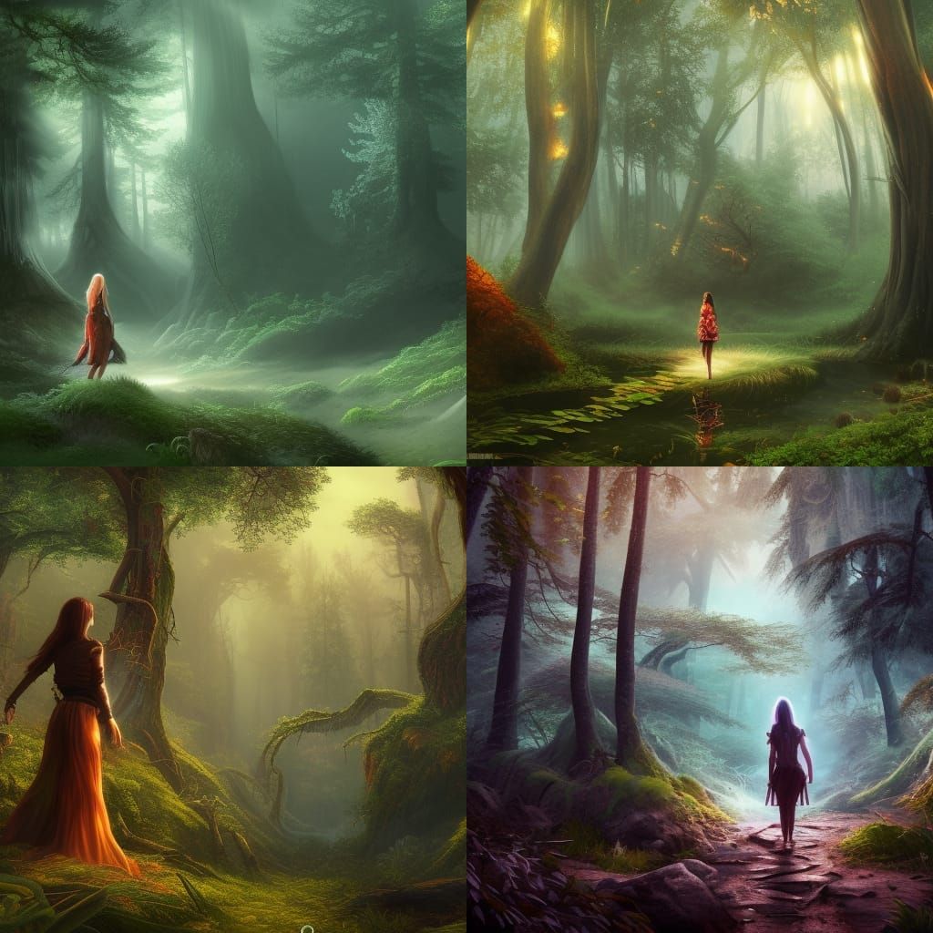 a woman lost in the forest - AI Generated Artwork - NightCafe Creator