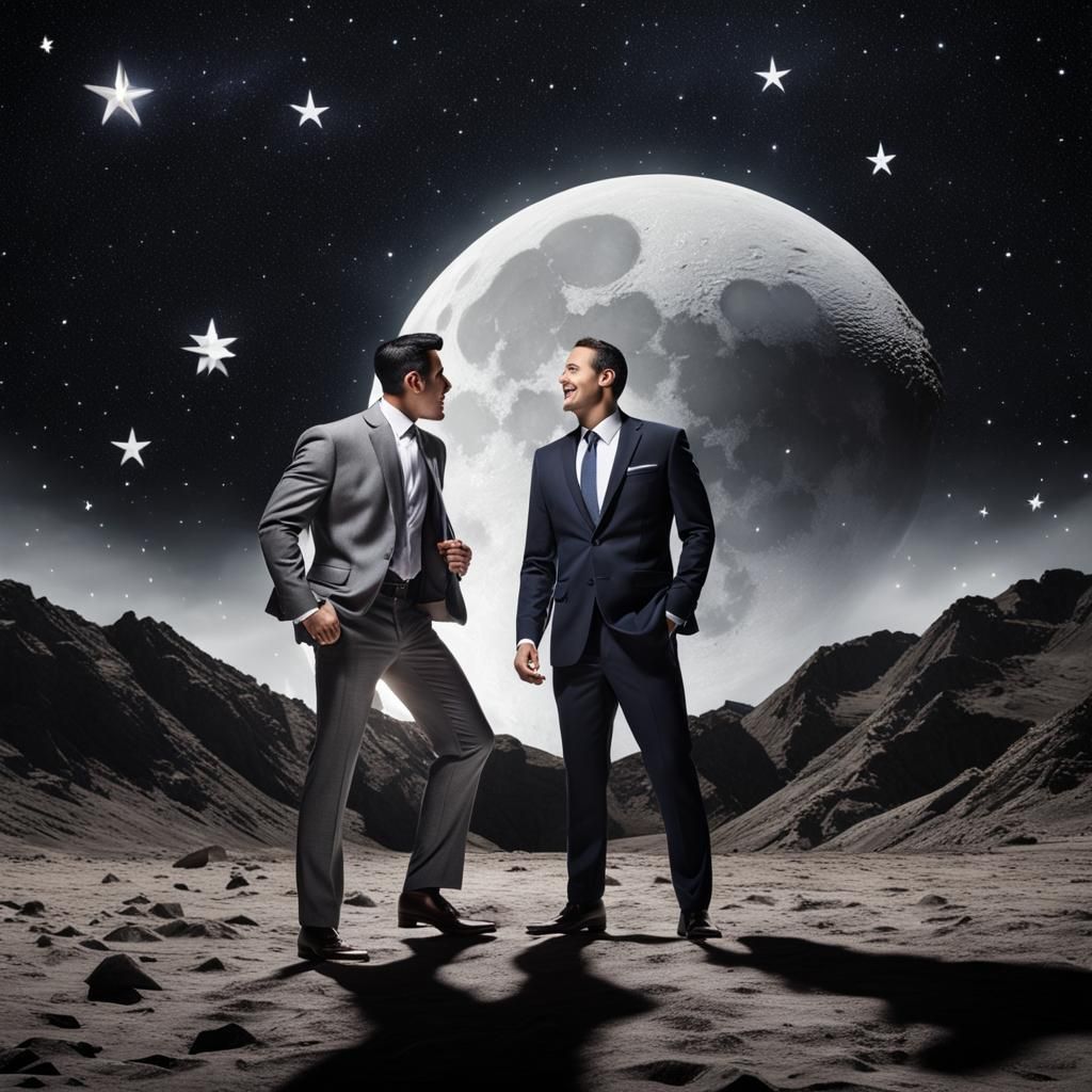 Hyperrealistic image of Two businessmen celebrating New Year...
