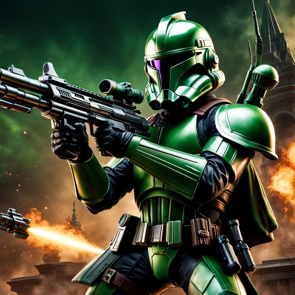 Green madalorian stormtrooper - AI Generated Artwork - NightCafe Creator