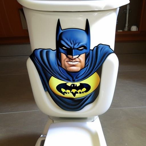 batman on a toilet surrealism faience