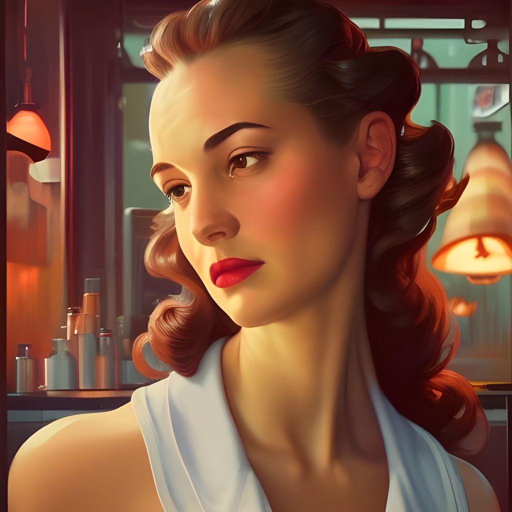 waitress in a 1950s diner - AI Generated Artwork - NightCafe Creator