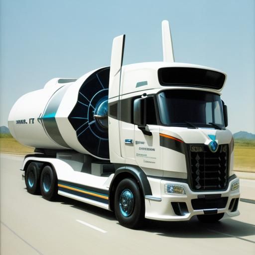 Futuristic turbine semi truck, atomic space age