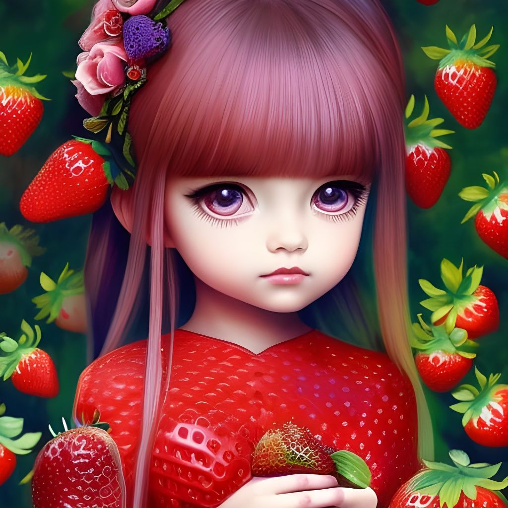Strawberry Girl AI Generated Artwork NightCafe Creator