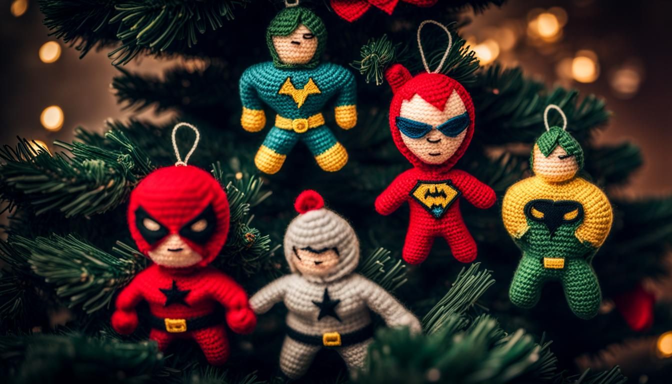Christmas tree with superhero decorations