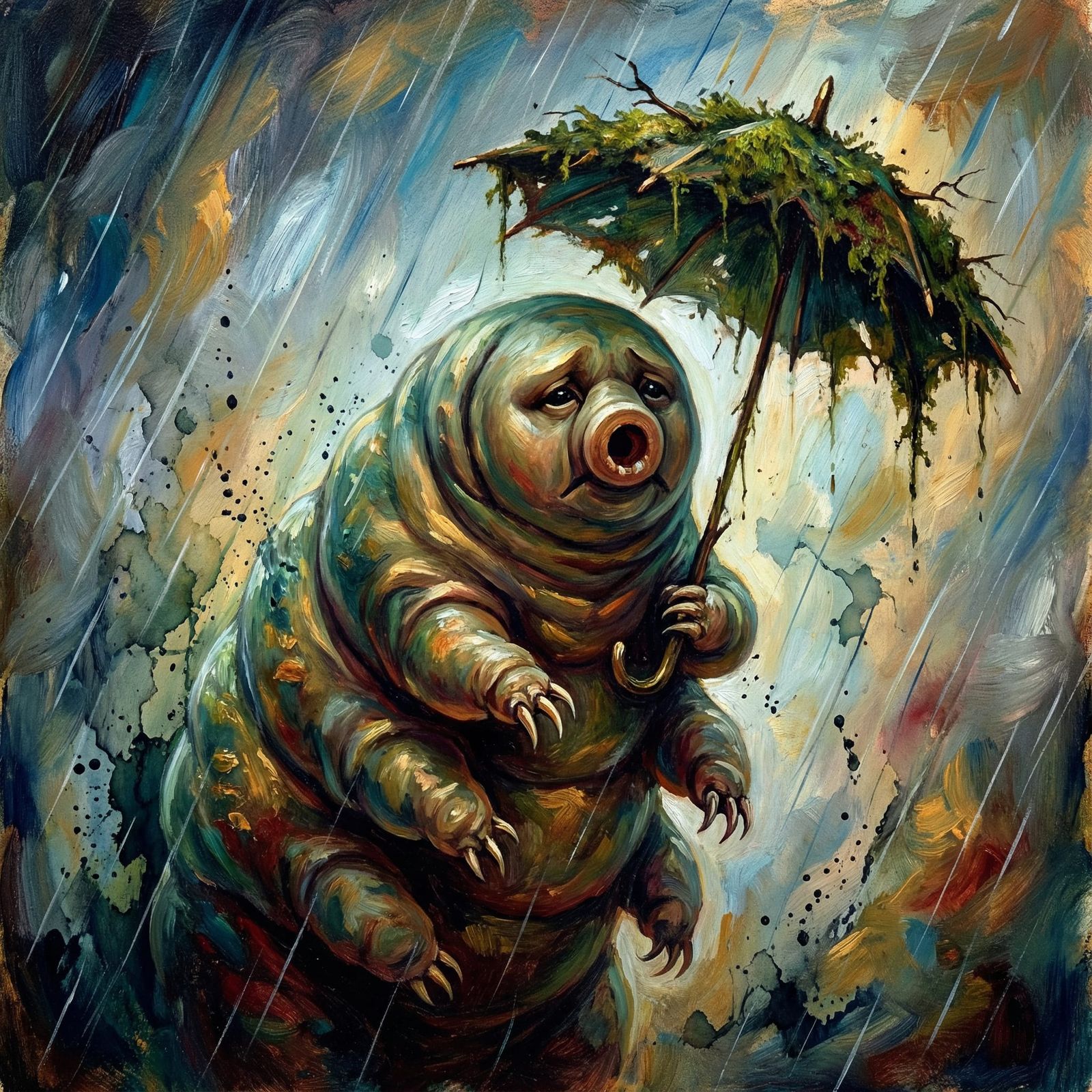 tardigrade with moss umbrella   by @Pickled Jim 