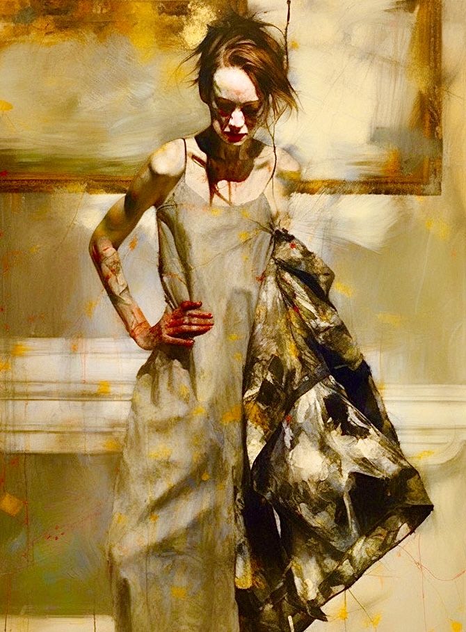 The artist in her studio