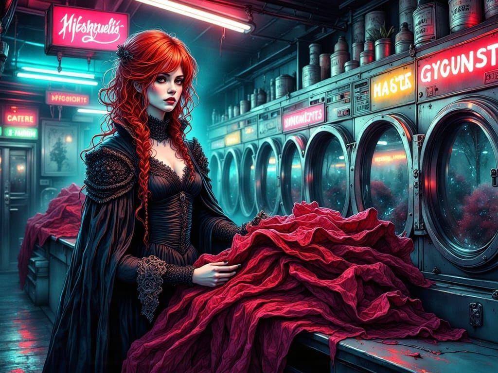 The Vampire Queen goes to the laundromat