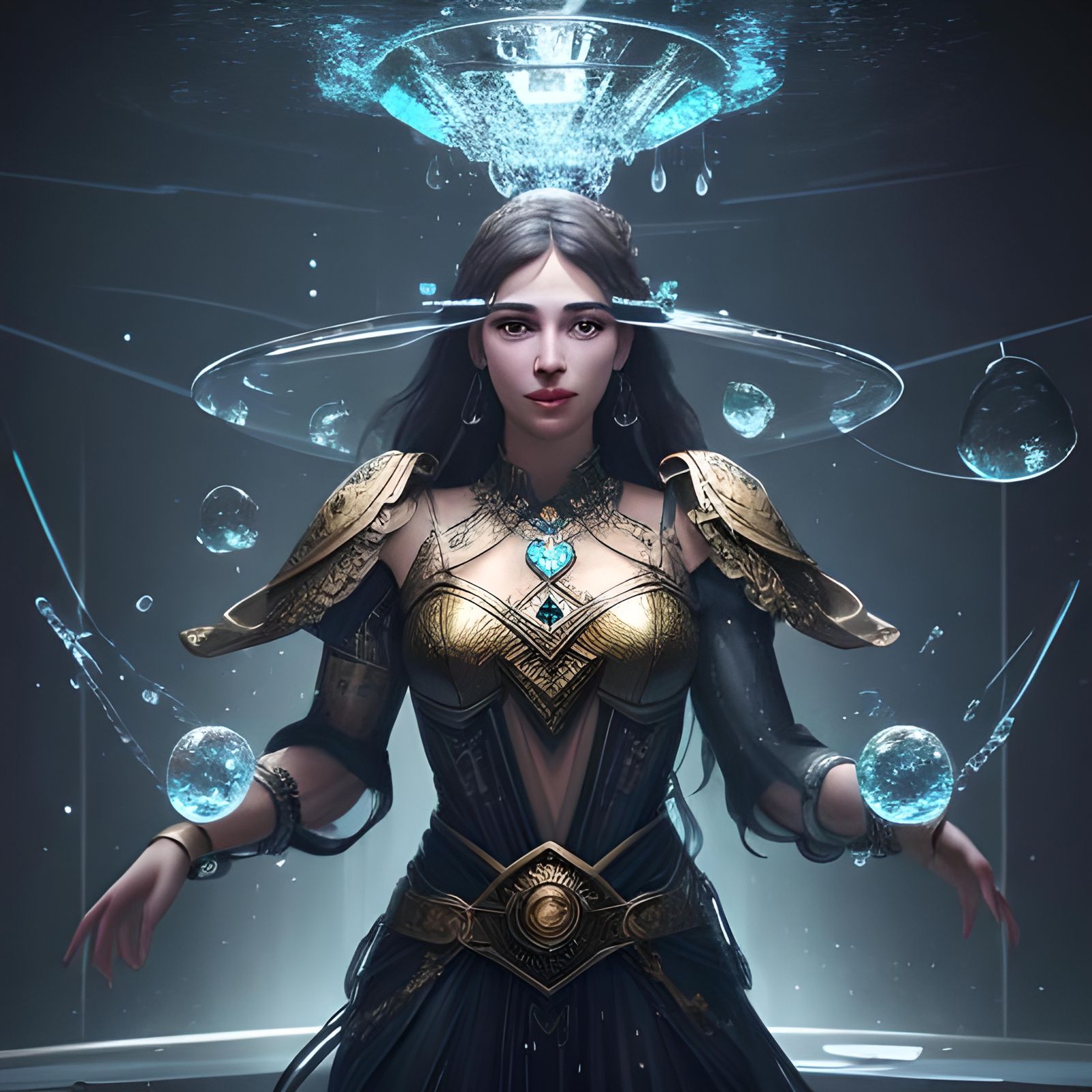 A goddess with water drops.