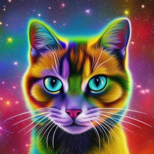 Rainbow galaxy cat - AI Generated Artwork - NightCafe Creator