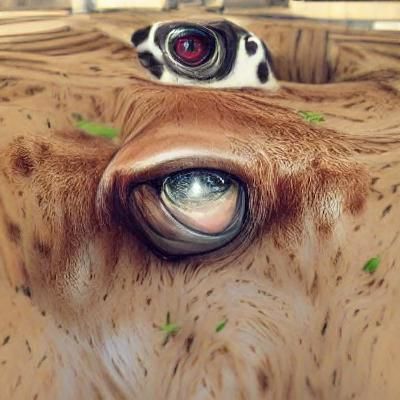 A cow staring at you with hyper realistic eyes